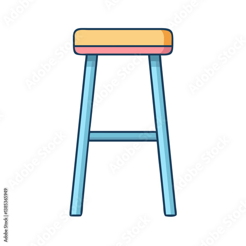 Illustration of a modern bar stool furniture design for kitchen and home decor seating with cushion seat
