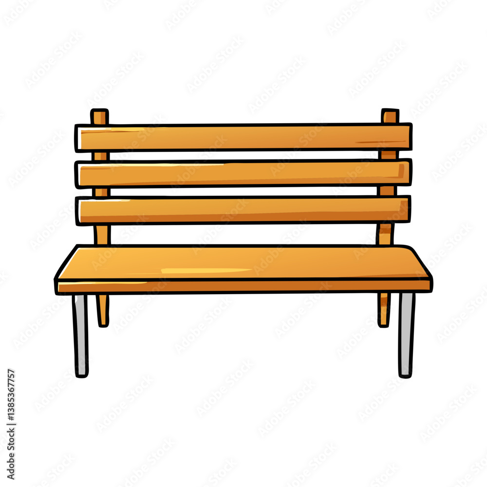 Illustration of a wooden park bench outdoor furniture seating area public space relaxing spot for design Illustration of a wooden park bench outdoor furniture seating area public space relaxing spot for design