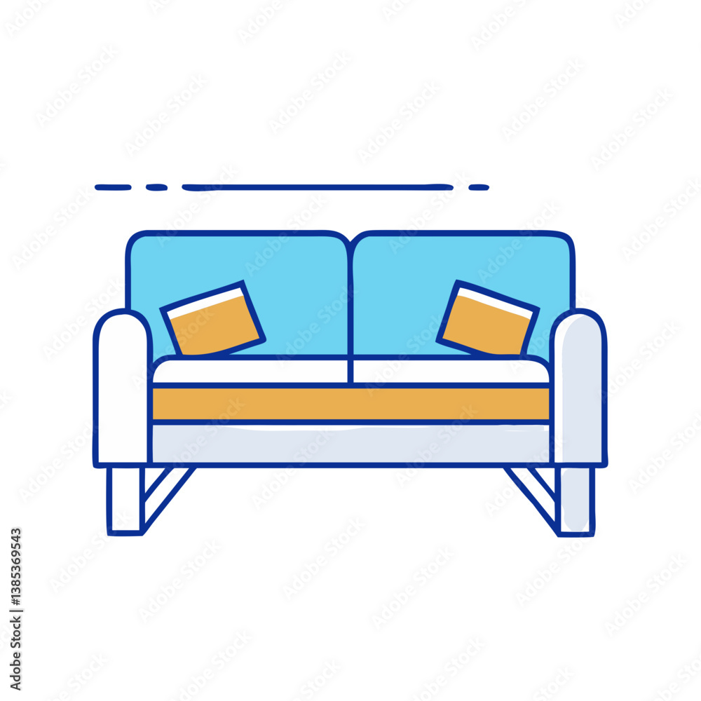 Stylish modern sofa couch with pillows vector illustration for interior design and home decor ideas Stylish modern sofa couch with pillows vector illustration for interior design and home decor ideas