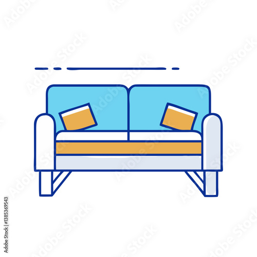 Stylish modern sofa couch with pillows vector illustration for interior design and home decor ideas