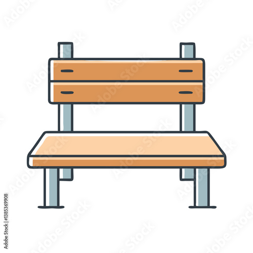 Illustration of outdoor park bench seating furniture for relaxation and public spaces in vector style