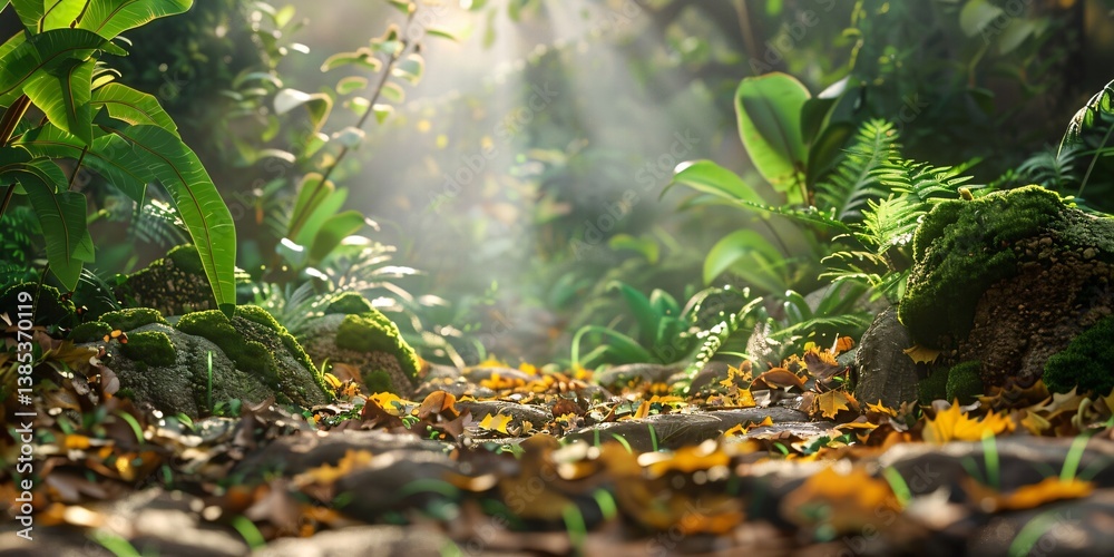 Fototapeta premium Nature Meets Ninja Leaf Obstacle Course Build, a Leaf Obstacle Course Using Only Natural Materials