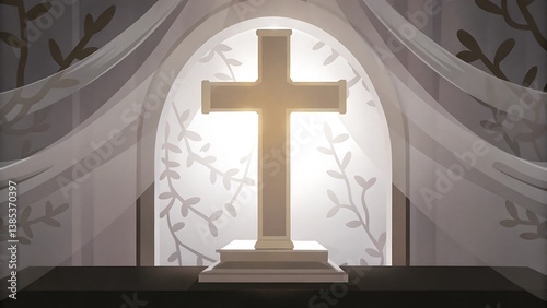 Illuminated Cross in Archway