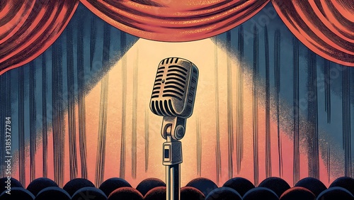 Vintage Microphone on Stage
