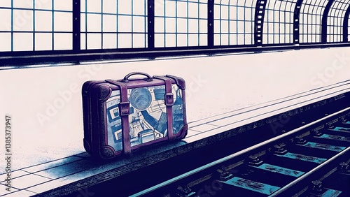 Suitcase on Train Platform
