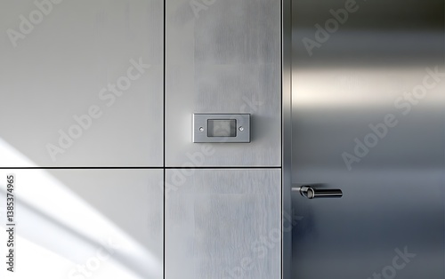 Modern Minimalist Panel Door with Silver Control Panel