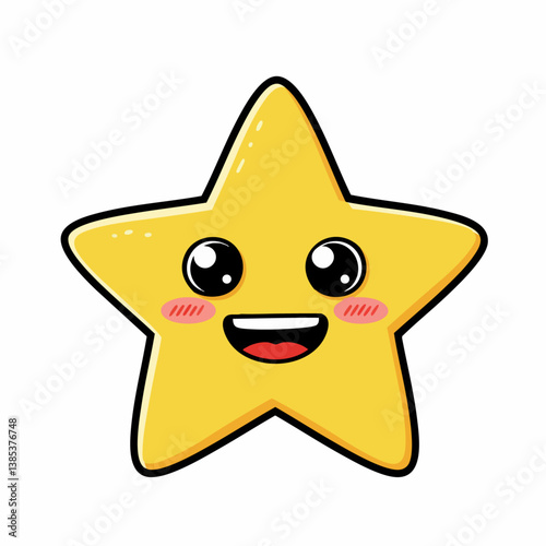 A happy cartoon star with big eyes and blushing cheeks