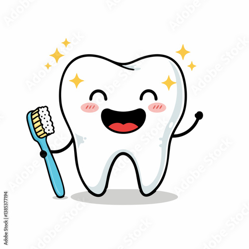 Happy Tooth with tooth brush