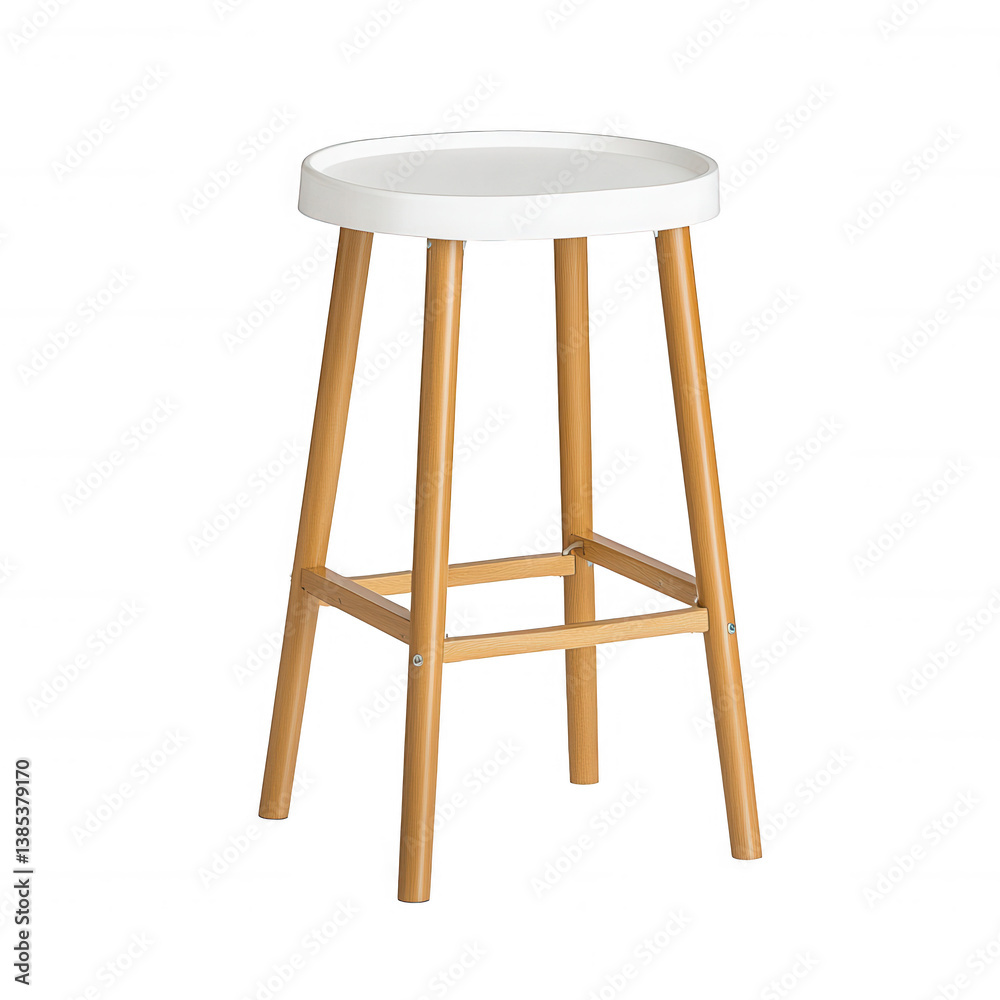 Stylish and modern wooden stool with a round white top, perfect for contemporary home interiors. Ideal for kitchens, bars, and casual dining spaces. Stylish and modern wooden stool with a round white top, perfect for contemporary home interiors. Ideal for kitchens, bars, and casual dining spaces.
