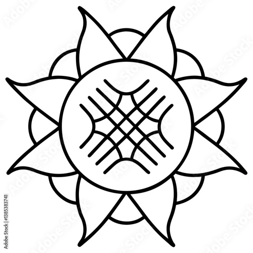 Dna helix inspired mandala line art vector illustration