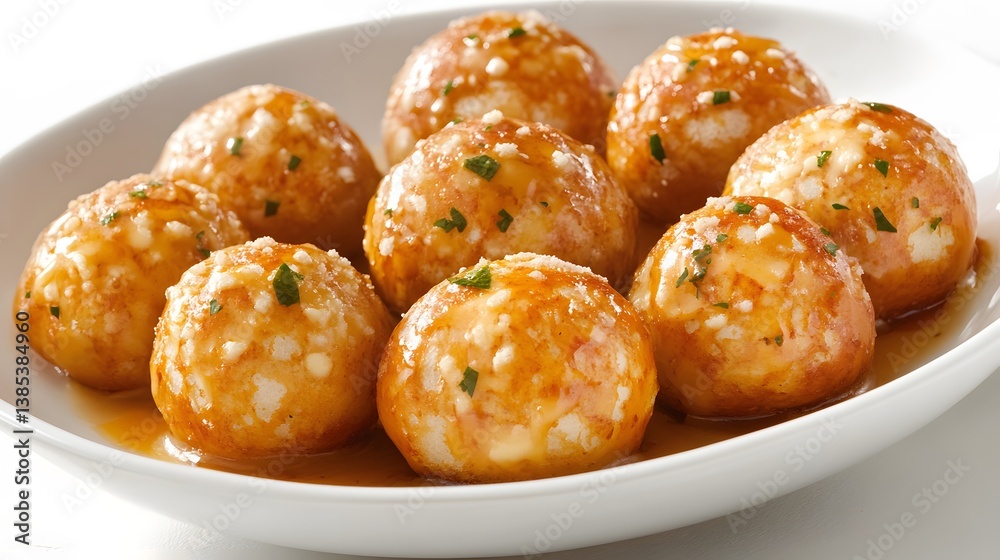 Fototapeta premium Delicious Garlic Parmesan Bread Balls in Sauce