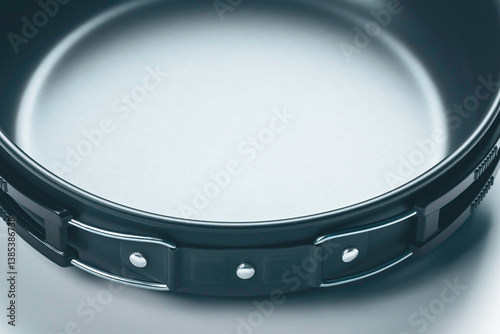 Teflon pan on blue background.
