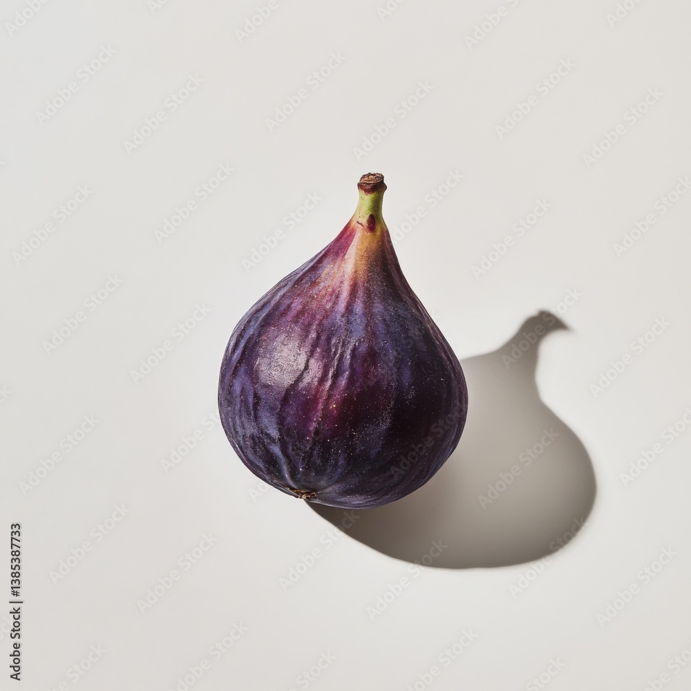 Fototapeta premium A single fig in close-up, isolated on a white background. Featuring richness and texture