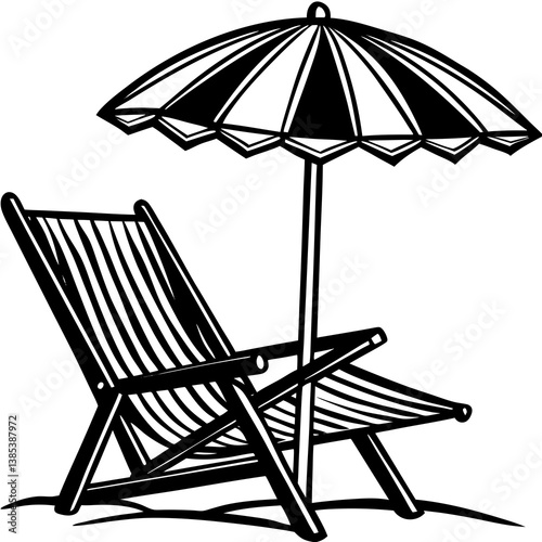 Beach chair with umbrella