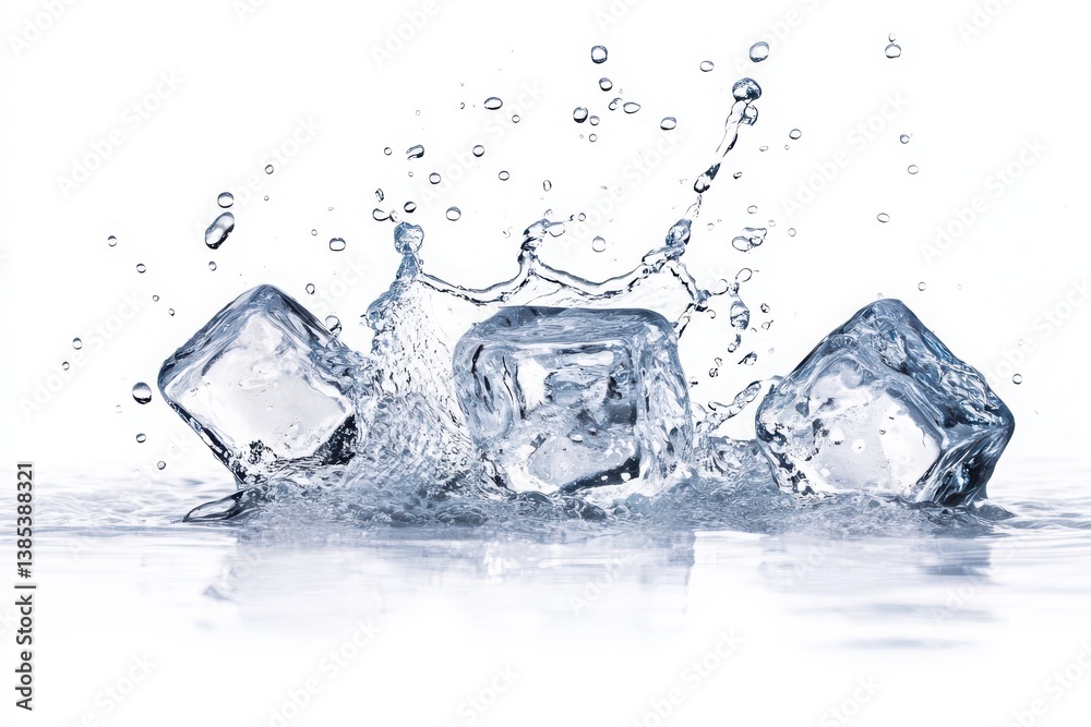 fresh cold splashing ice cubes isolated on white background fresh cold splashing ice cubes isolated on white background