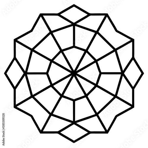 Hexagonal tiling with mandala pattern line art vector illustration