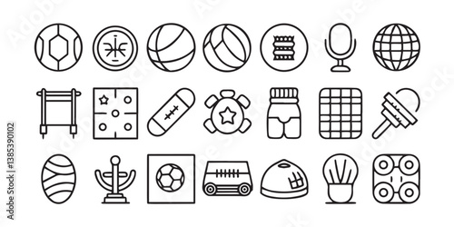 Sport thin line vector icon set