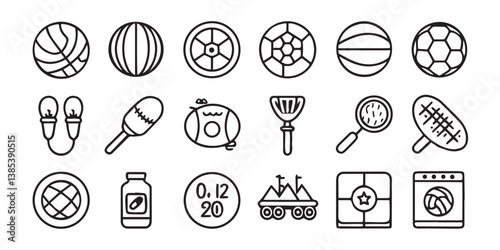 Sport thin line vector icon set