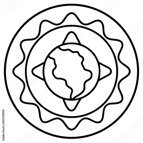  Earth element mandala line art vector illustration