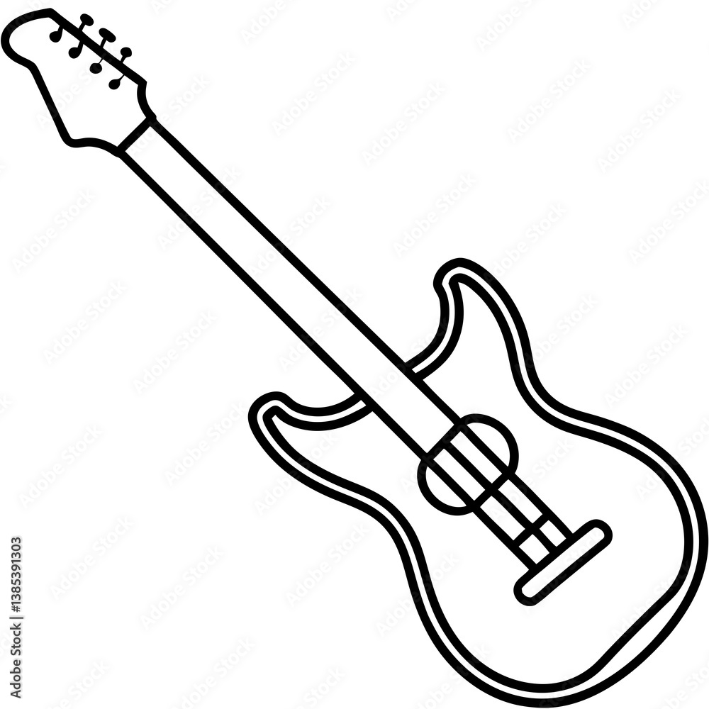 Electric guitar with neon light line art vector illustration Electric guitar with neon light line art vector illustration