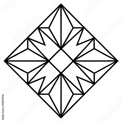 Floating diamond patterns in mandala line art vector illustration