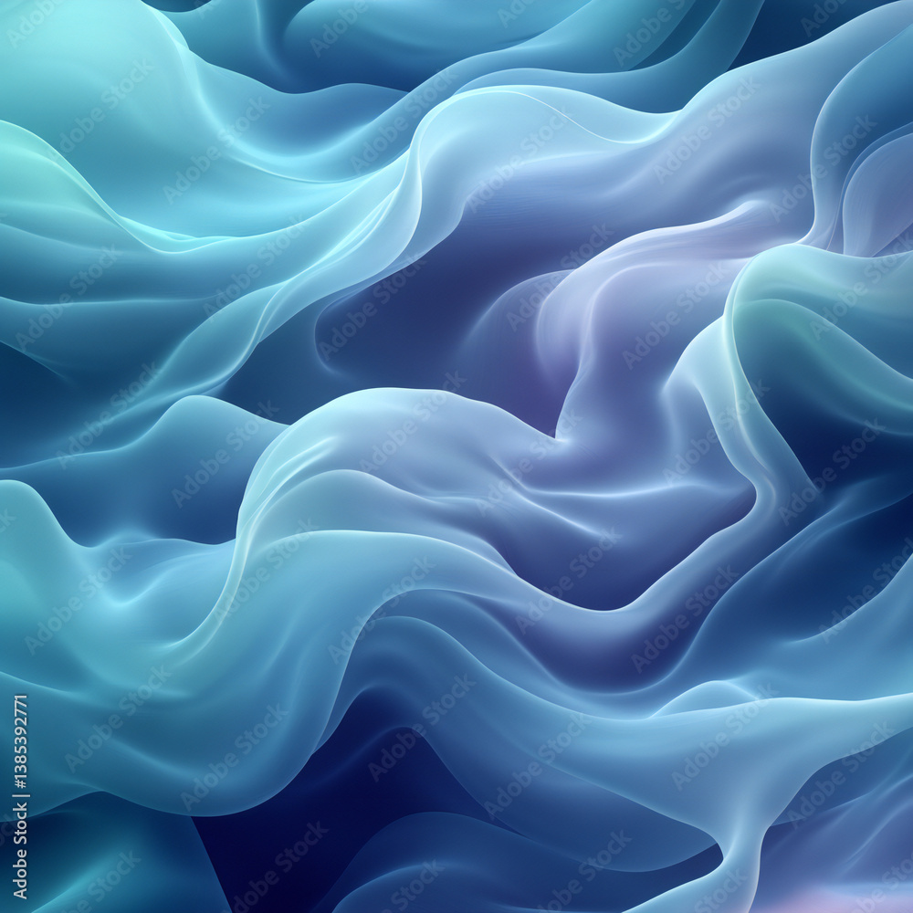 Obraz premium A fluid, flowing abstract background with curved lines, smooth gradients, and a calming blue-to-green color scheme