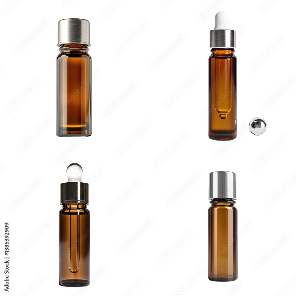 Naklejka premium Amber Glass Essential Oil Roller Bottle
