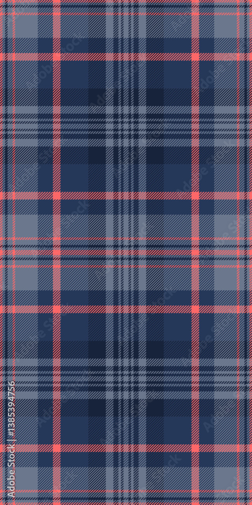 Obraz premium Single vector plaid fabric, perfection textile check tartan. Woman background texture seamless pattern in pastel and blue colors.