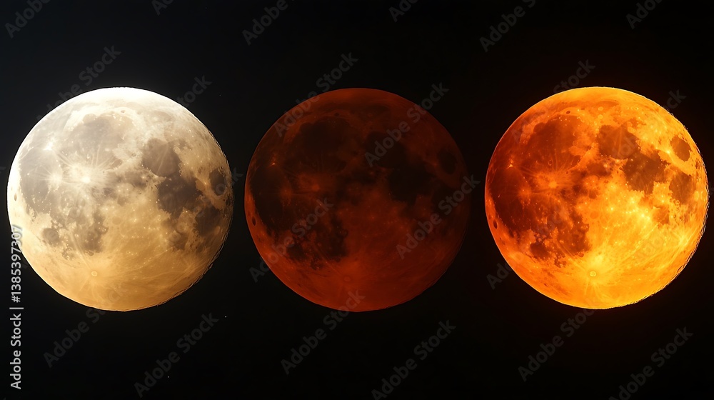 Obraz premium Lunar Eclipse Stages Night Sky (1)
