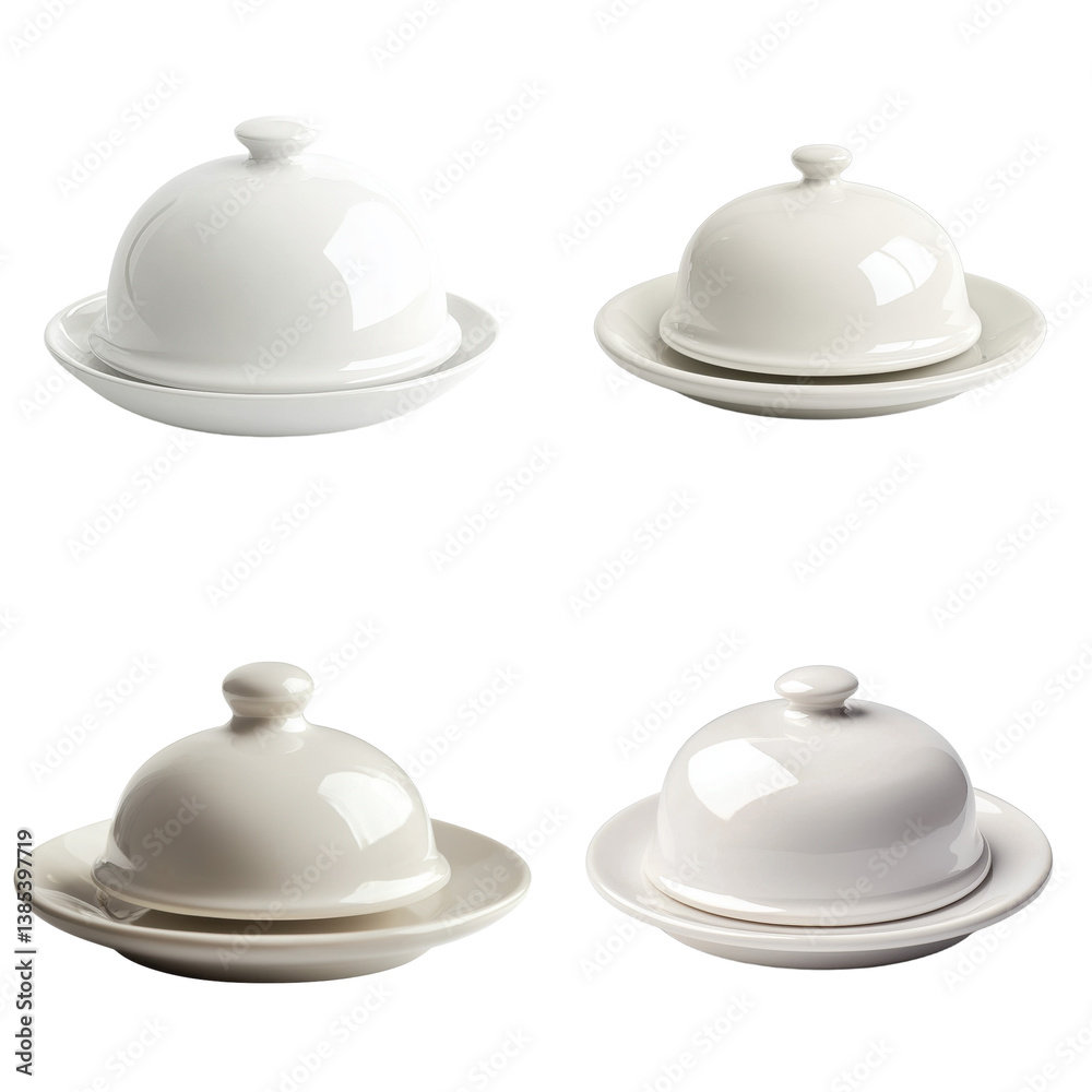 Fototapeta premium White Ceramic Butter Plate with Lid