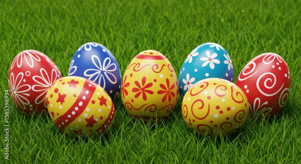 Colorful easter eggs on grass spring holiday Colorful easter eggs on grass spring holiday