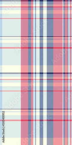 Backdrop vector pattern plaid, ragged check seamless texture. Antique tartan textile background fabric in light and red colors.