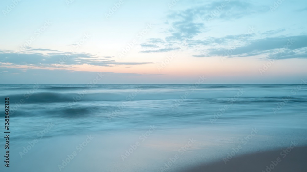 Obraz premium Soft pastel sunrise over tranquil ocean shore