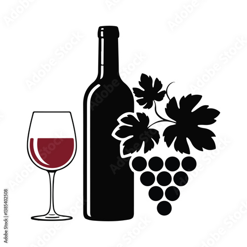 wine bottle and grapes
