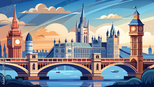 Bridge across a river, Big Ben, Houses of Parliament, Westminster Bridge, London, England