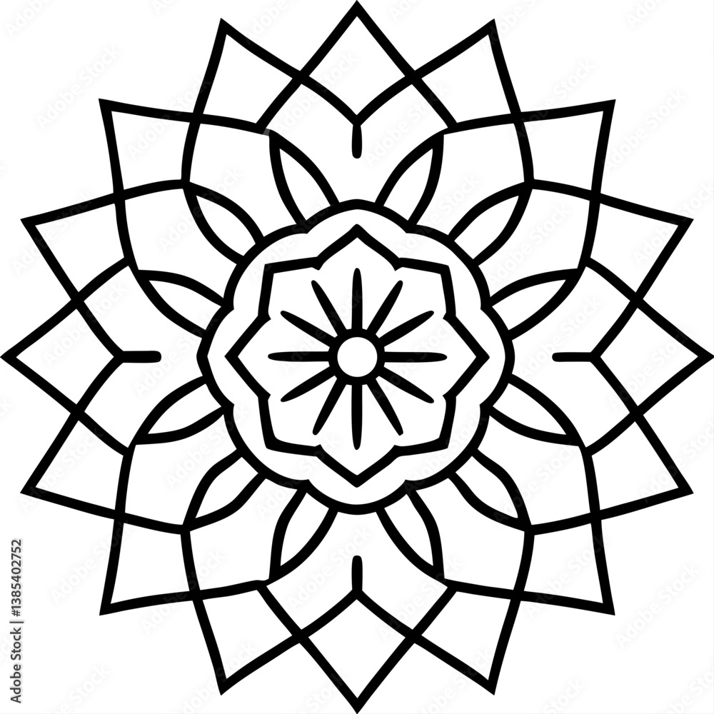 Fototapeta premium Pixelated digital style mandala line art vector illustration 