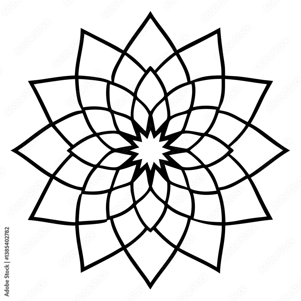 Obraz premium Pixelated digital style mandala line art vector illustration 