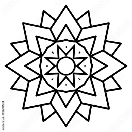 Pixelated digital style mandala line art vector illustration 