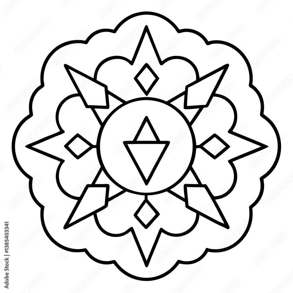 Rainstorm and lightning mandala line art vector illustration Rainstorm and lightning mandala line art vector illustration