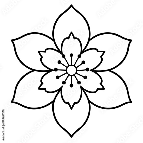 Sakura cherry blossom mandala line art vector illustration
