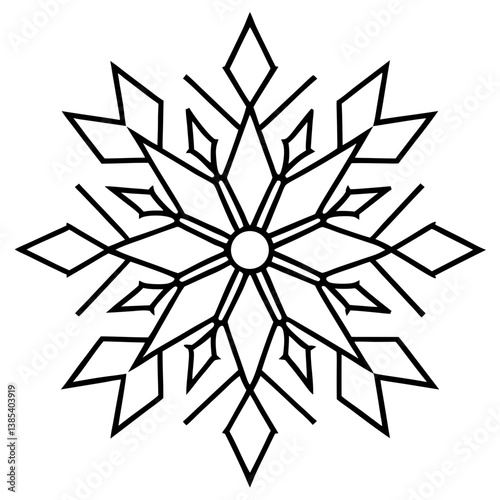 Snowflake inspired mandala line art vector illustration 