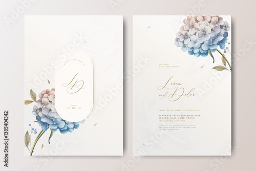 beautiful wedding card with hydrangea flower design