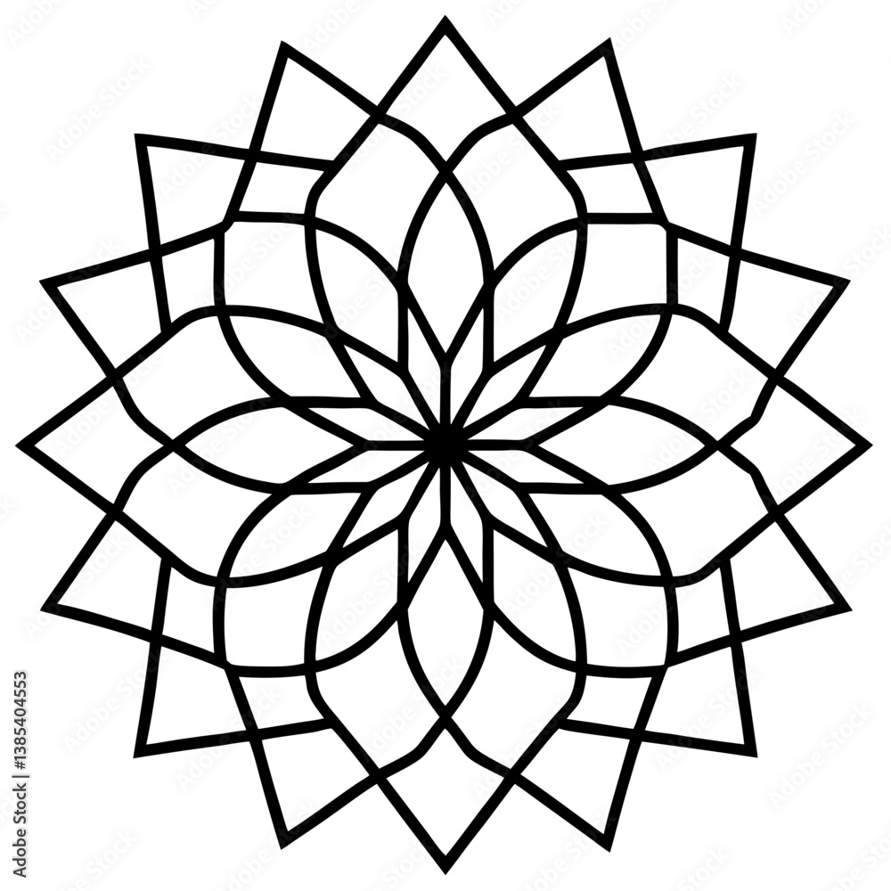 Fototapeta premium Square and circle combination mandala line art vector illustration 
