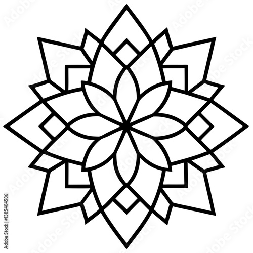 Stained glass effect mandala line art vector illustration 