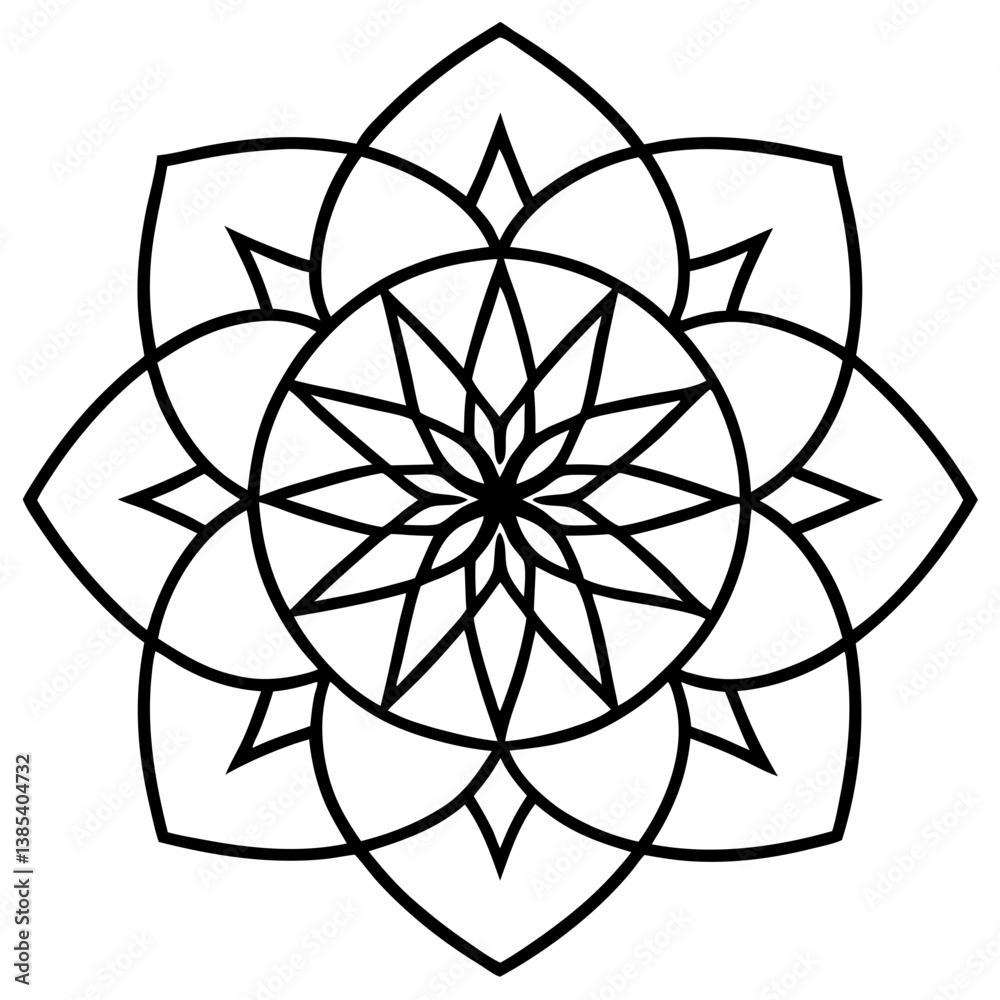 Stained glass effect mandala line art vector illustration Stained glass effect mandala line art vector illustration