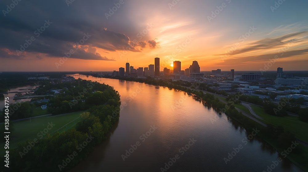 Naklejka premium sunrise over the river