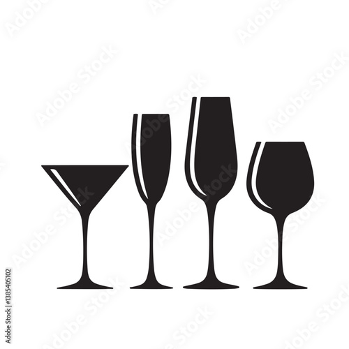   Wine bottle grapes glass vine leaves black and white illustration