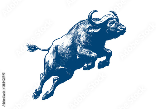 Cape Buffalo hand drawn sketch vector illustration