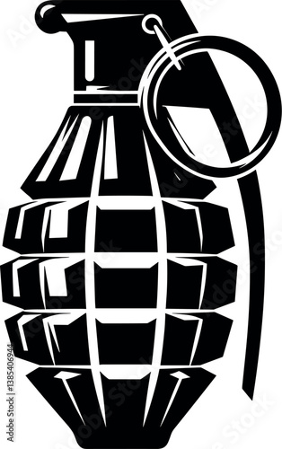 Grenade vector black silhouette print design