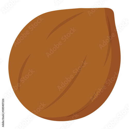 Whole coconut shell in simple flat design perfect for tropical themes, food packaging, eco branding, exotic recipes and summer-related visuals